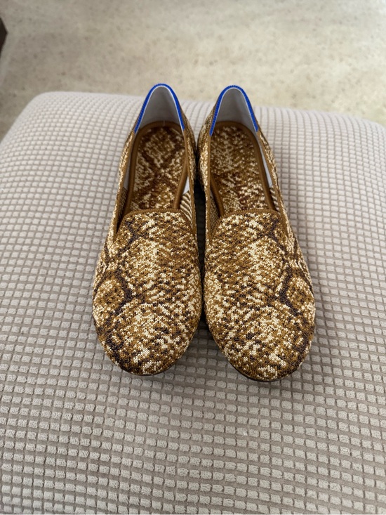 Rothy's Shoes - Rothy's Gold Sequin Slip-On Flats with Blue Trim